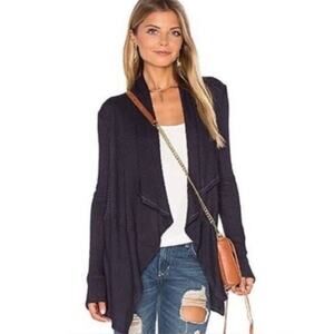 Velvet by Graham &‎ Spencer Bertha Waffle Knit Drape Gray Cardigan Size Small